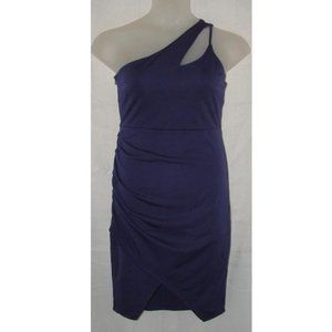 NEW Purple Sz Jr Large One Shoulder Stretchy Form Fitting Bodycon Tulip Dress